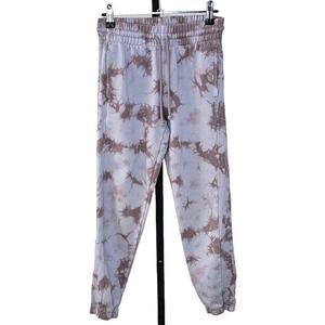 Aritzia TNA Fleece Tie Dye Sweatpants Size XXS Tie Waist Ribbed  Side Lounge